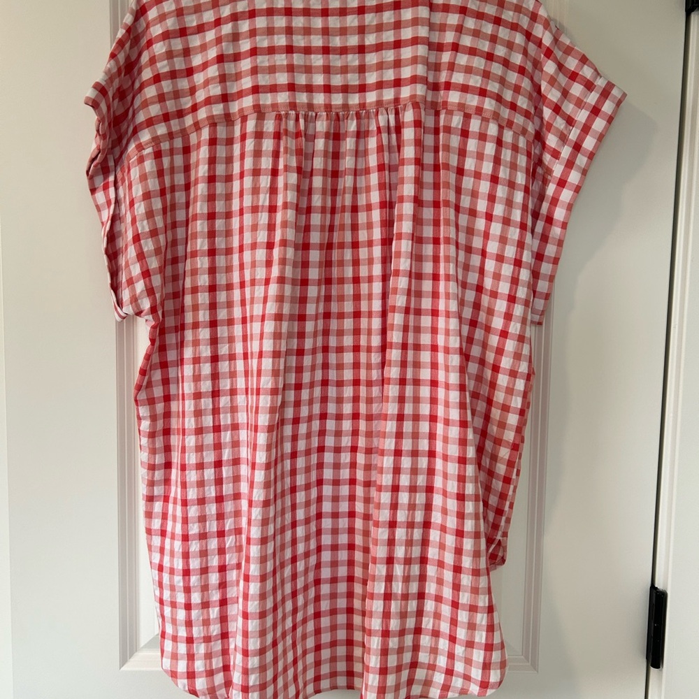 LOFT Women's Pink Checkered Top - Picture 4 of 8
